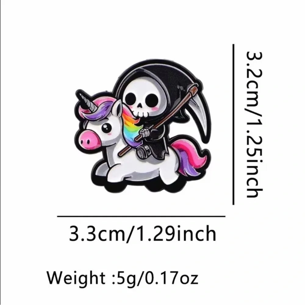 Grim reaper on a unicorn 🦄 lapel pin - Picture 3 of 3